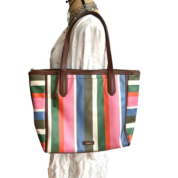 Fossil Handbags - FOSSIL  Sydney Tote Bag Colorful Stripes